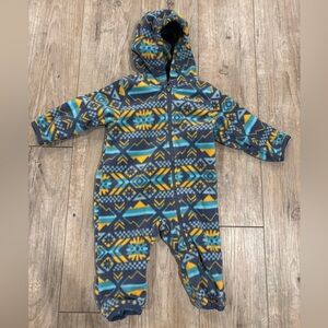 Columbia Kids' Vibrant Blue and Yellow Geometric Bunting Snowsuit Size 3-6 Month
